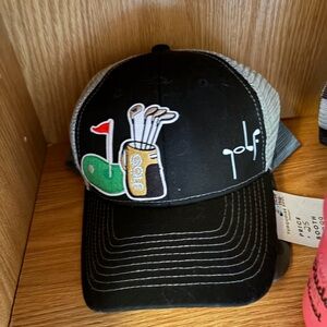 Black Golf Cap with Embroidered Design